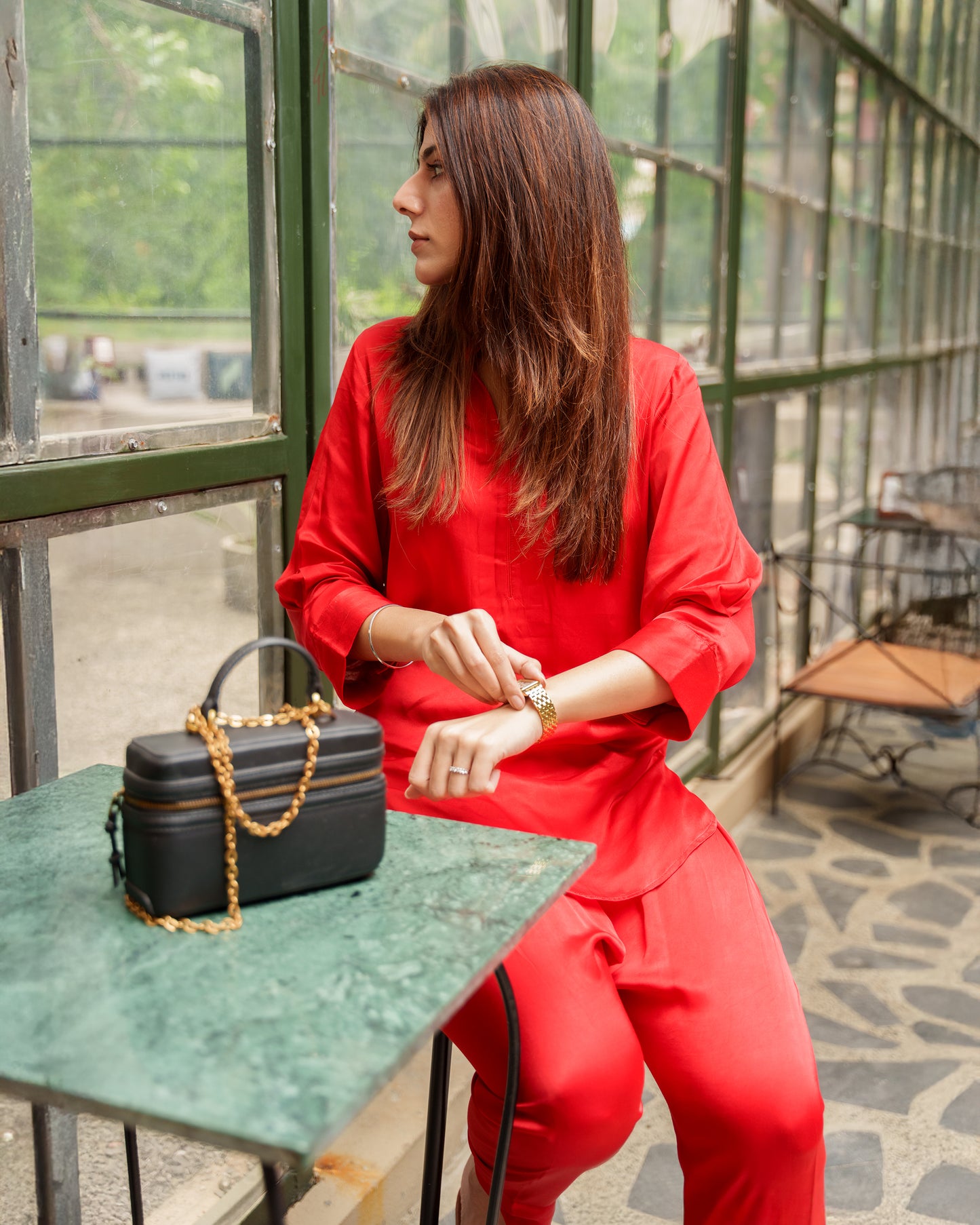 Bold Red Ethnic Co-ord Set