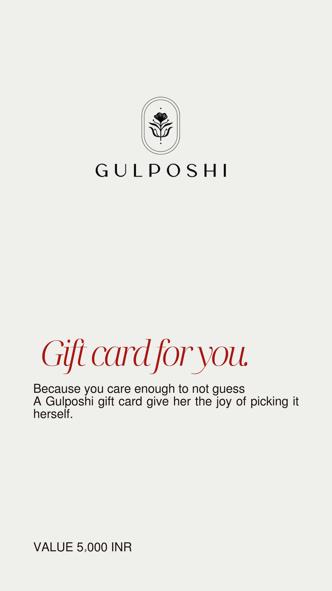Gulposhi gift card worth 5000inr