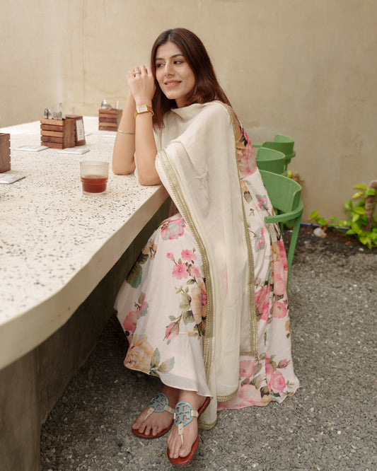 The Allure of a Cream Pink Floral