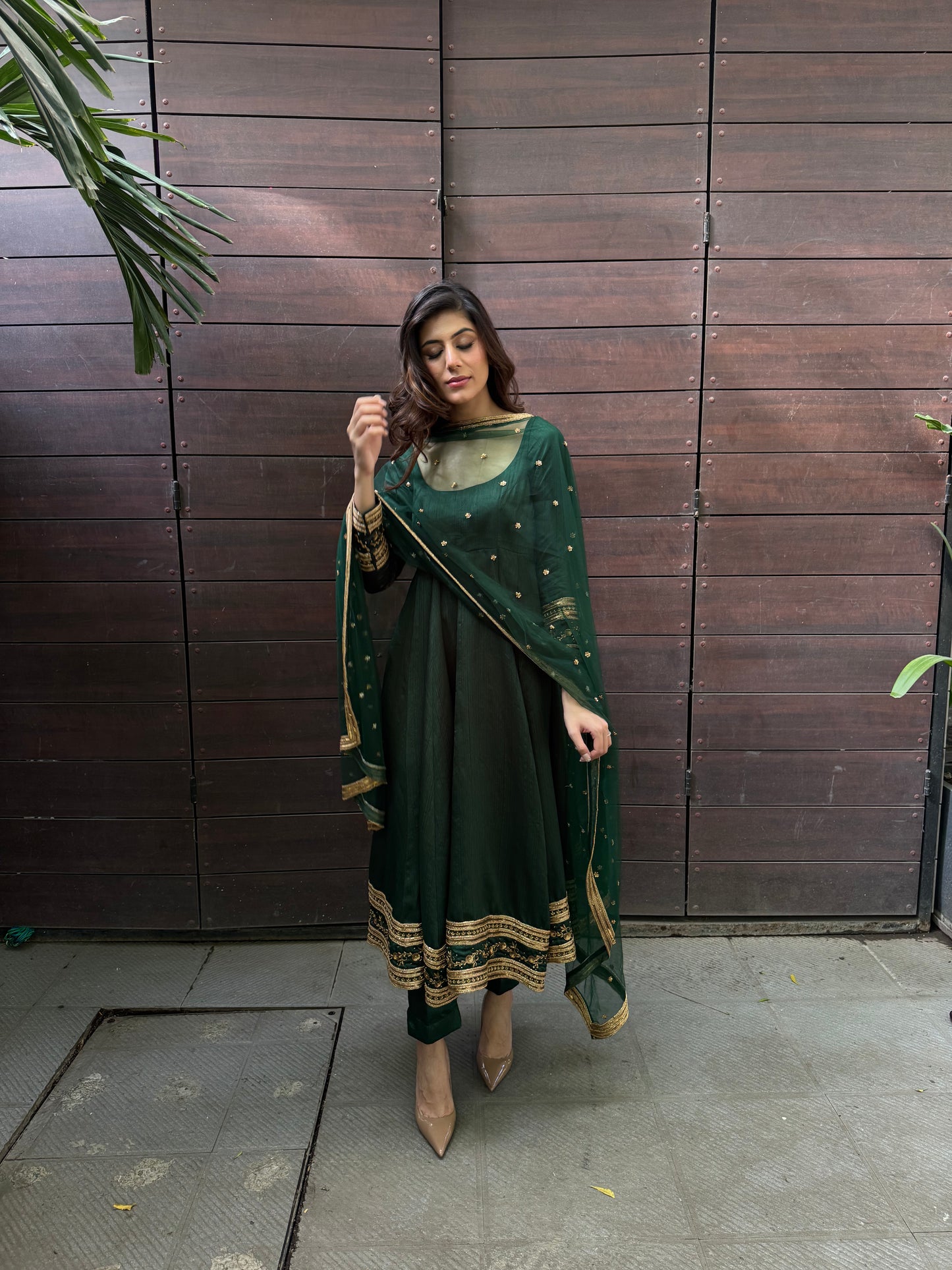 Bottle Green Eira Anarkali