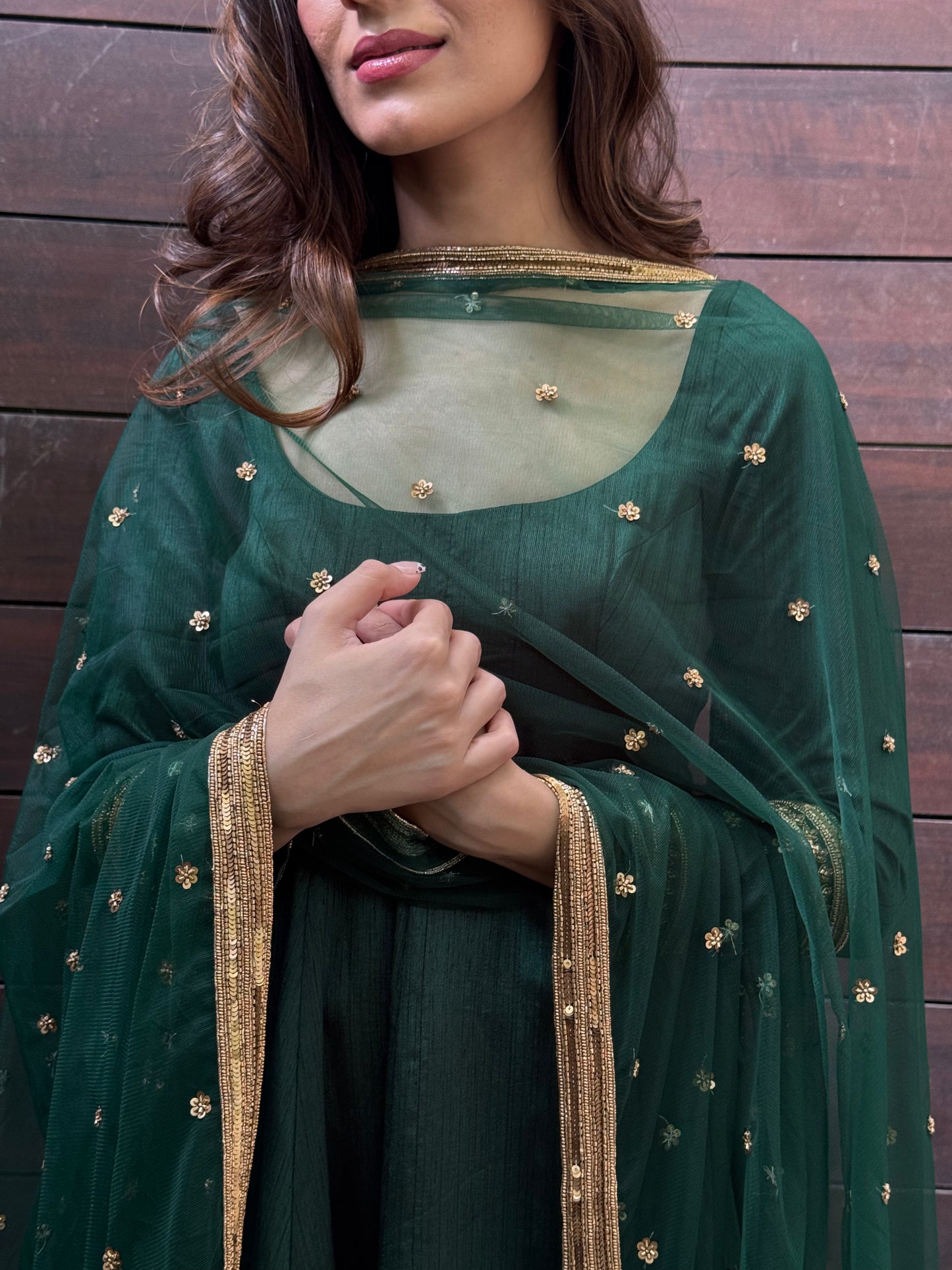 Bottle Green Eira Anarkali