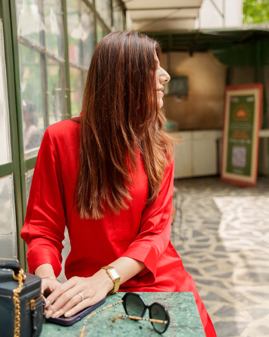 Bold Red Ethnic Co-ord Set