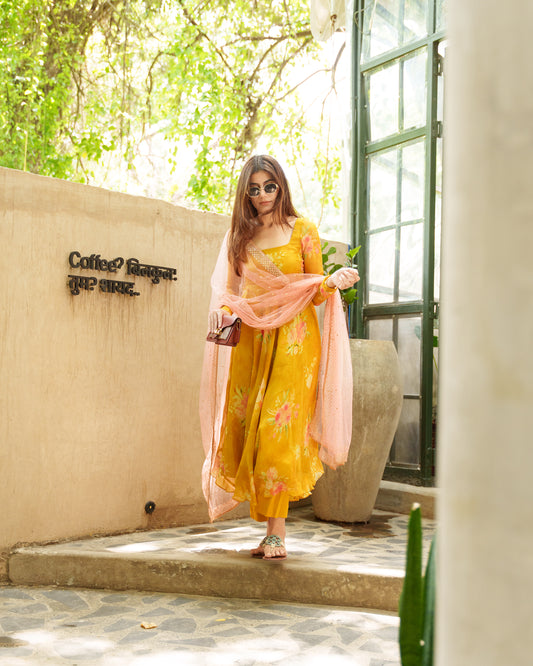 Yellow Blossom Anarkali Suit