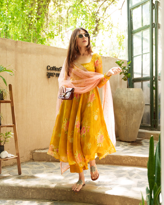 Yellow Blossom Anarkali Suit